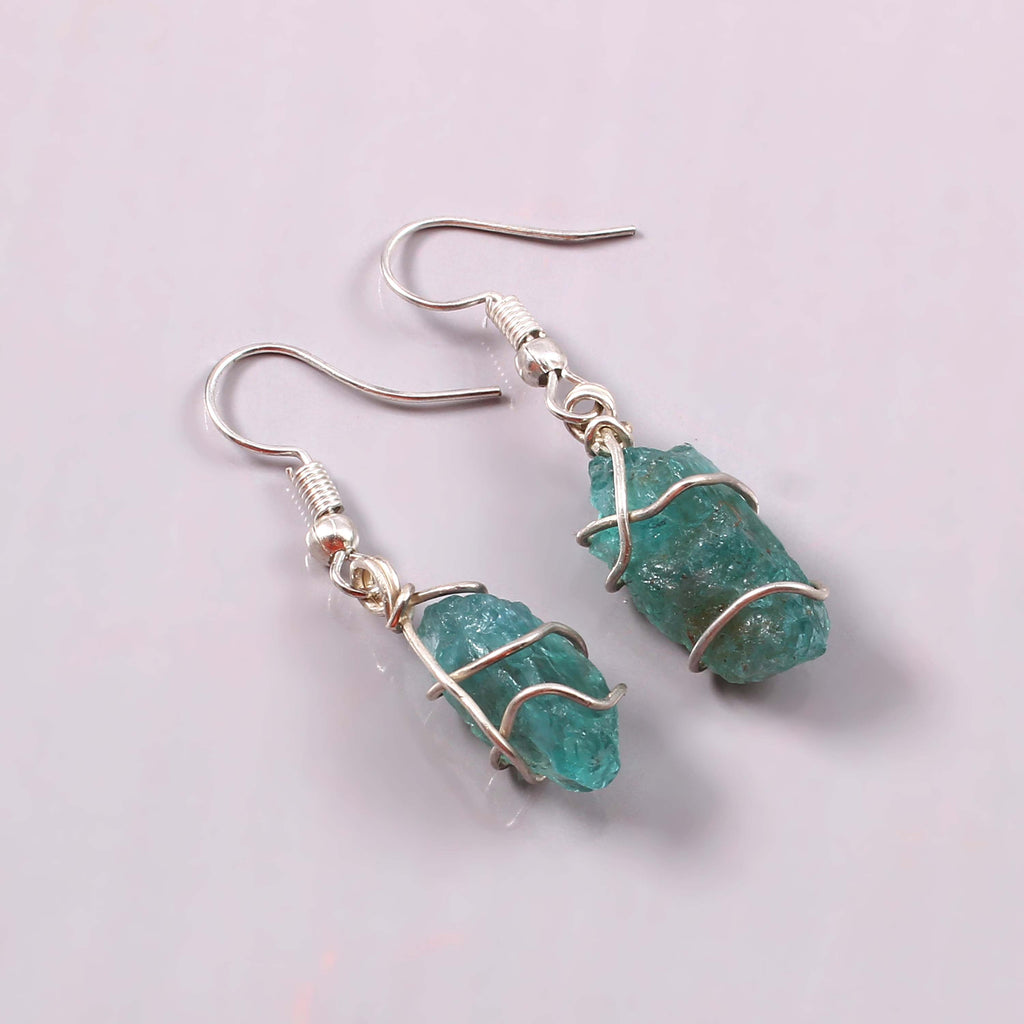 Natural Blue Aquamarine Gemstone Earrings