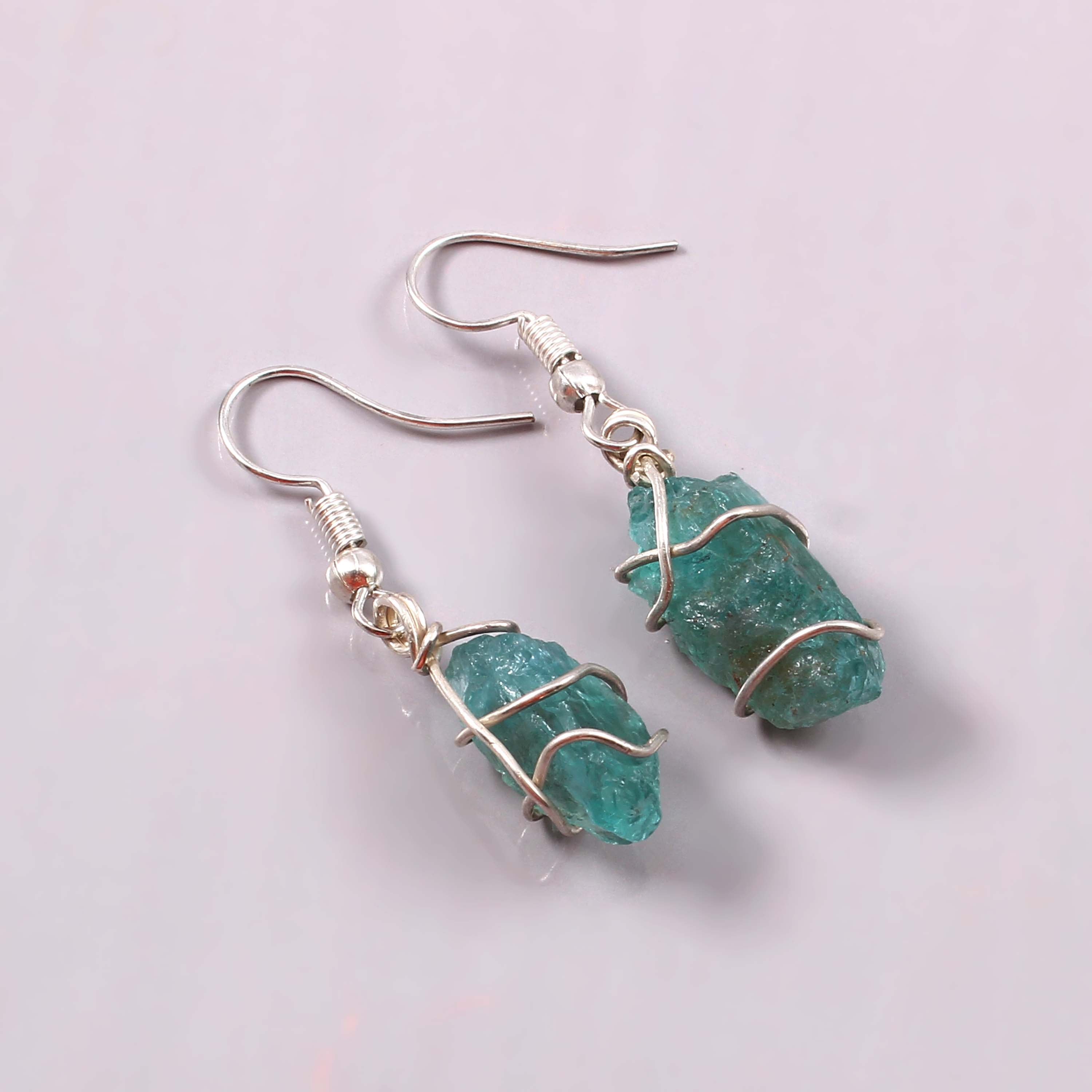 Natural Blue Aquamarine Gemstone Earrings