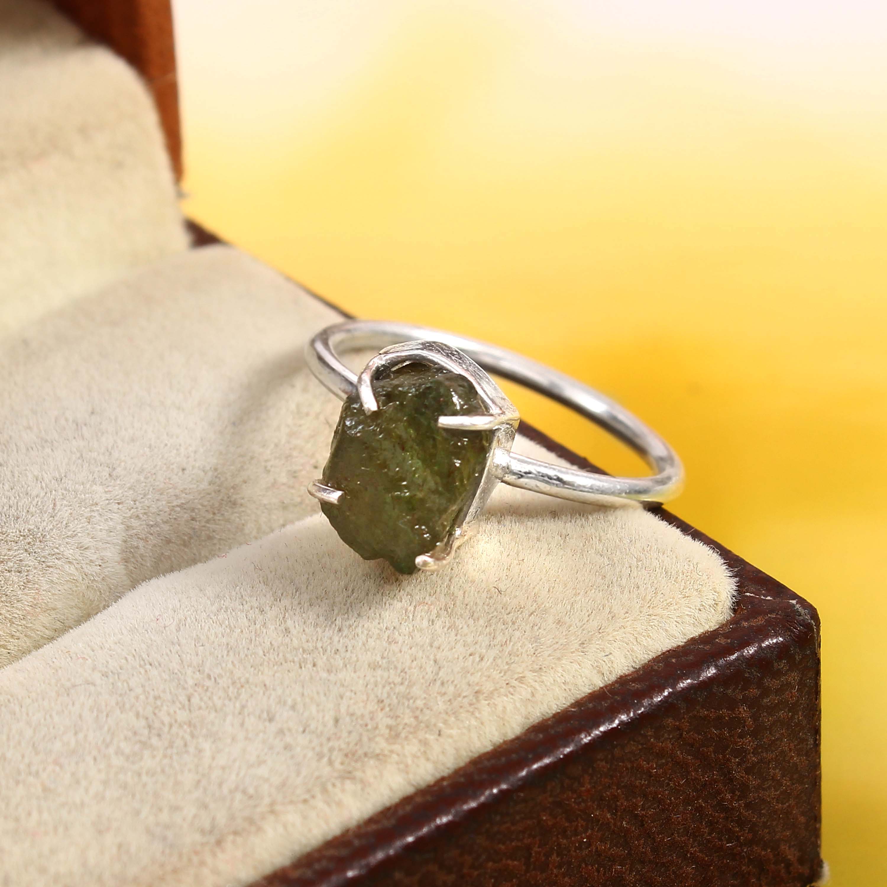 Natural Green Tourmaline Free Size Rough Gemstone Ring