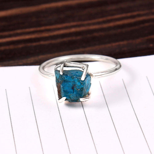 Natural Blue Turquoise Free Size Rough Gemstone Ring