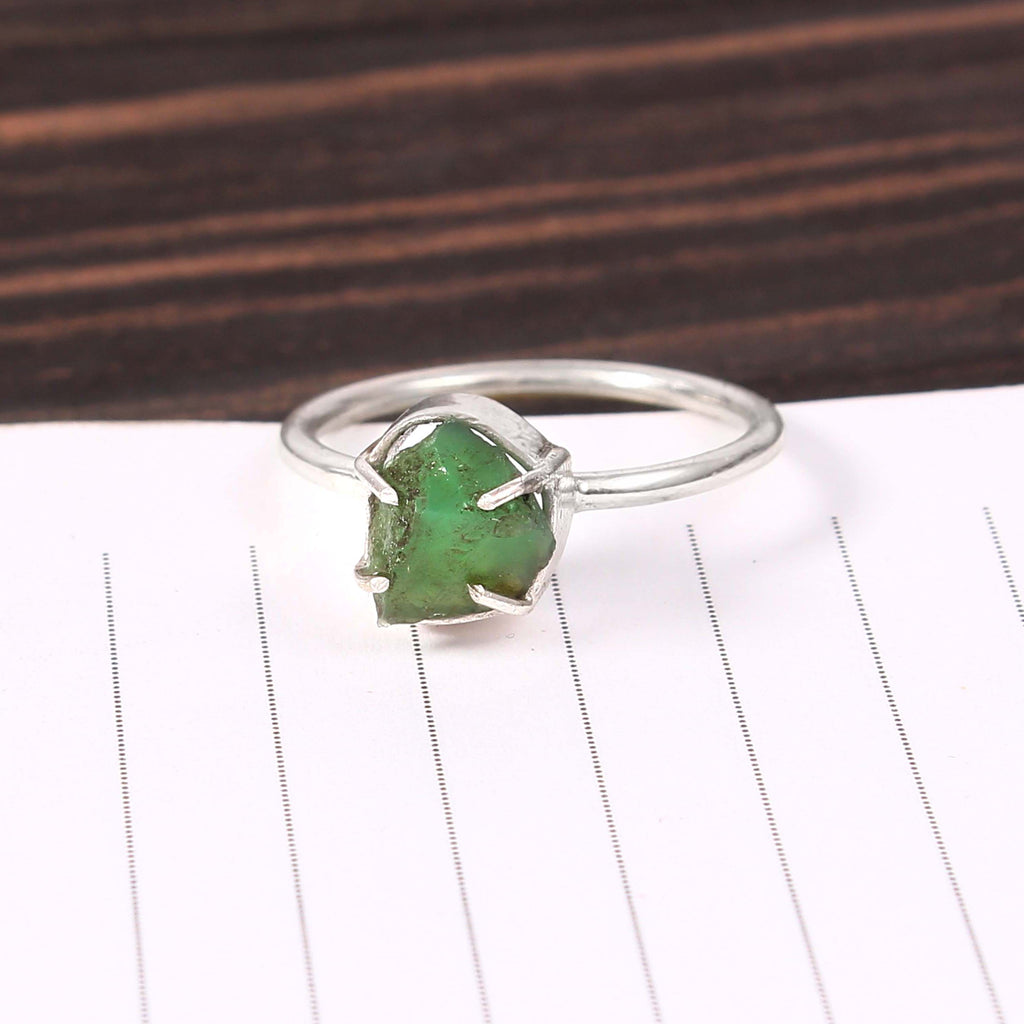Natural Green Turquoise Free Size Rough Gemstone Ring