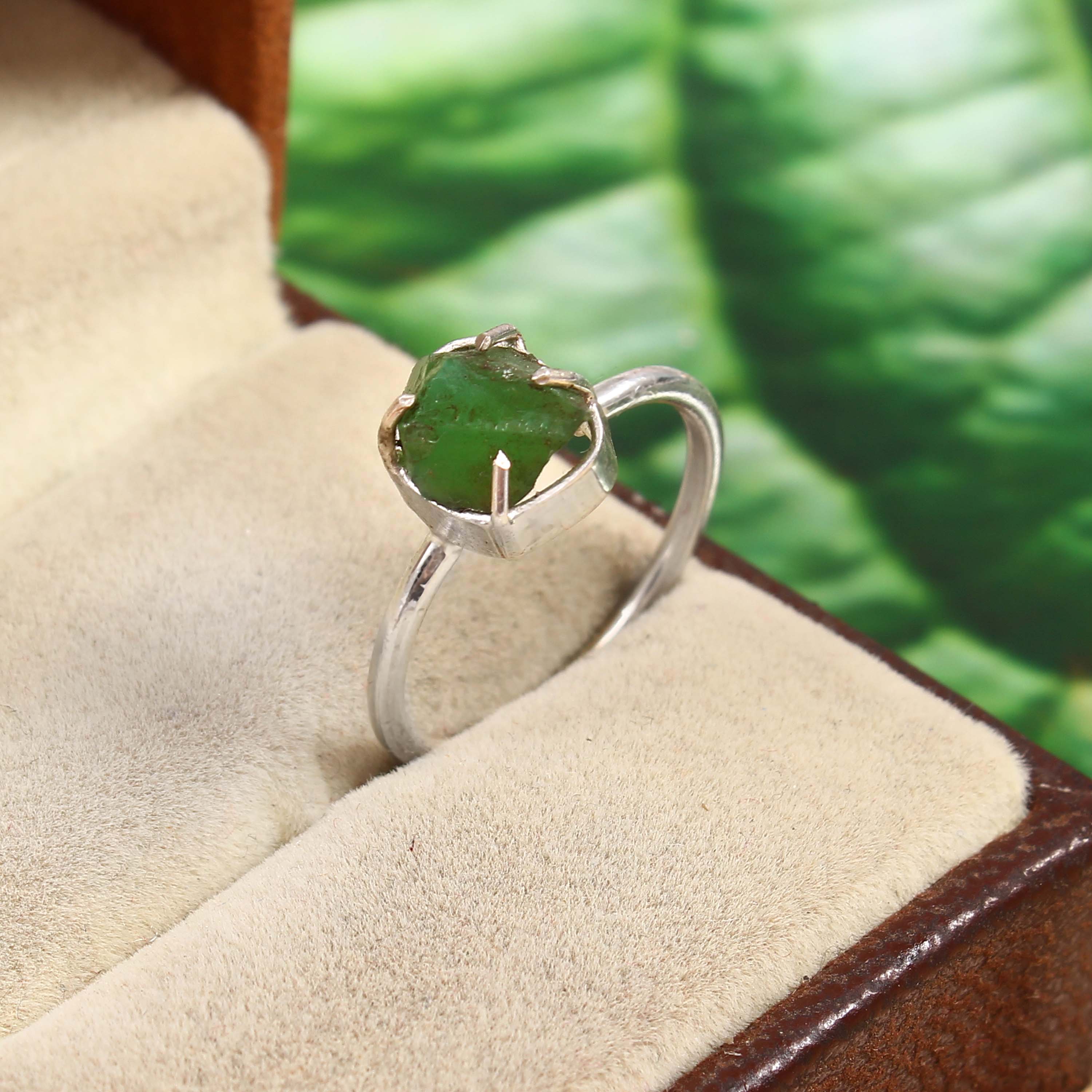Natural Green Turquoise Free Size Rough Gemstone Ring