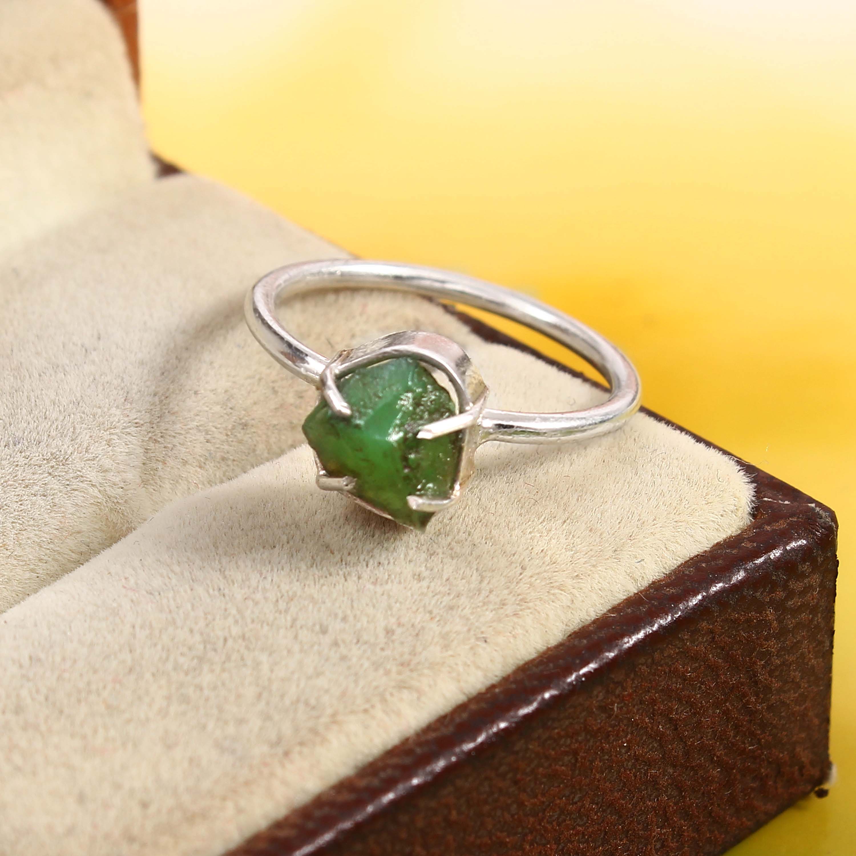 Natural Green Turquoise Free Size Rough Gemstone Ring