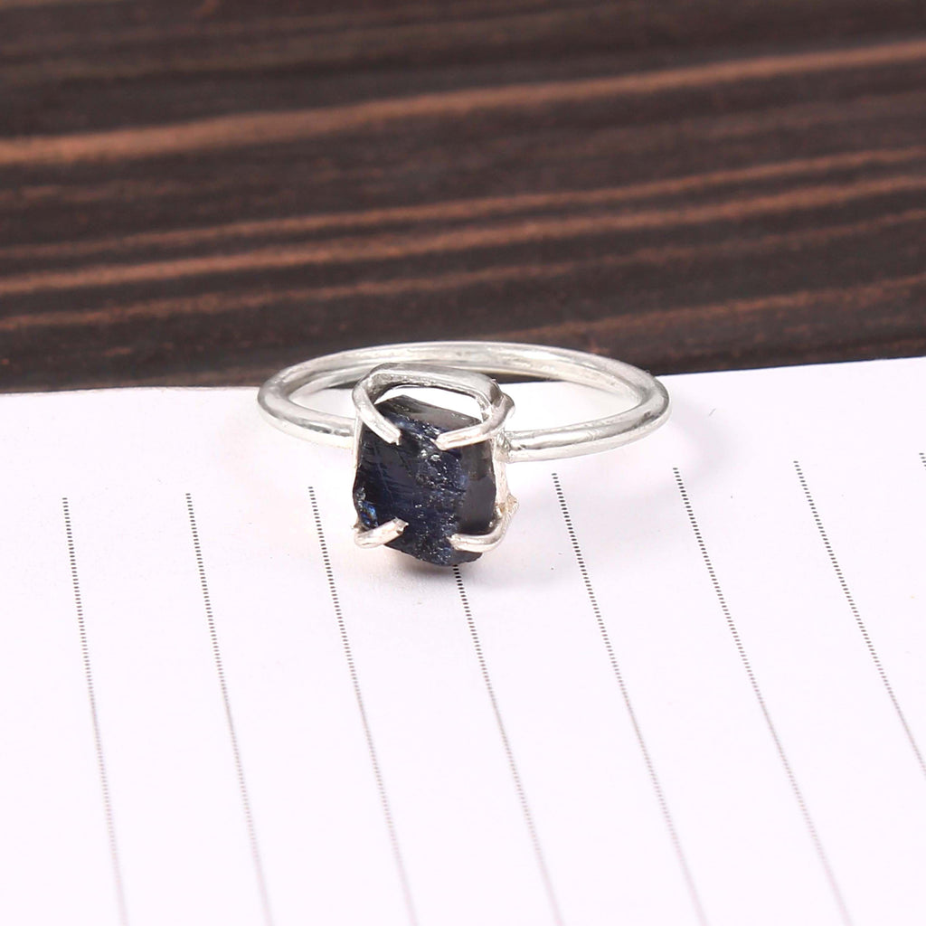 Natural Black Tourmaline Free Size Rough Gemstone Ring