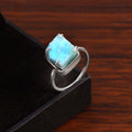 Natural Blue Turquoise Free Size Rough Gemstone Ring