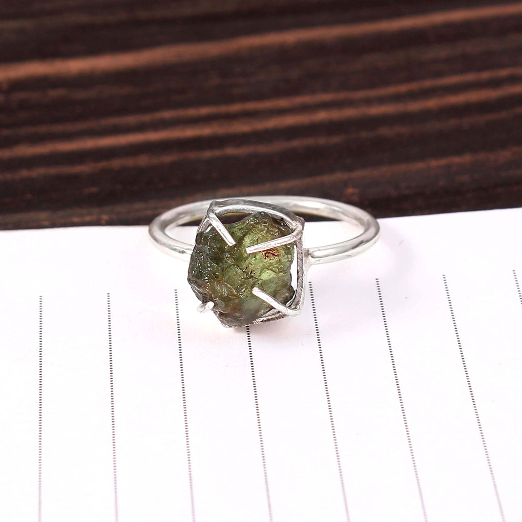 Natural Green Tourmaline Free Size Rough Gemstone Ring