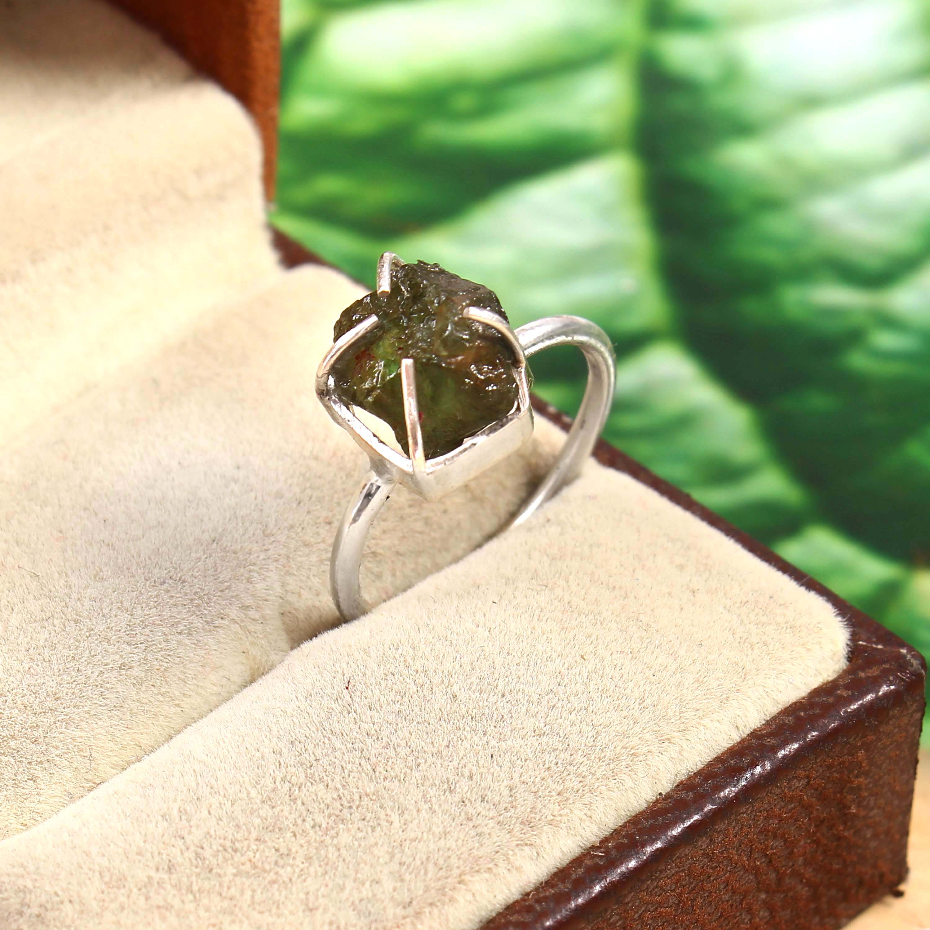 Natural Green Tourmaline Free Size Rough Gemstone Ring