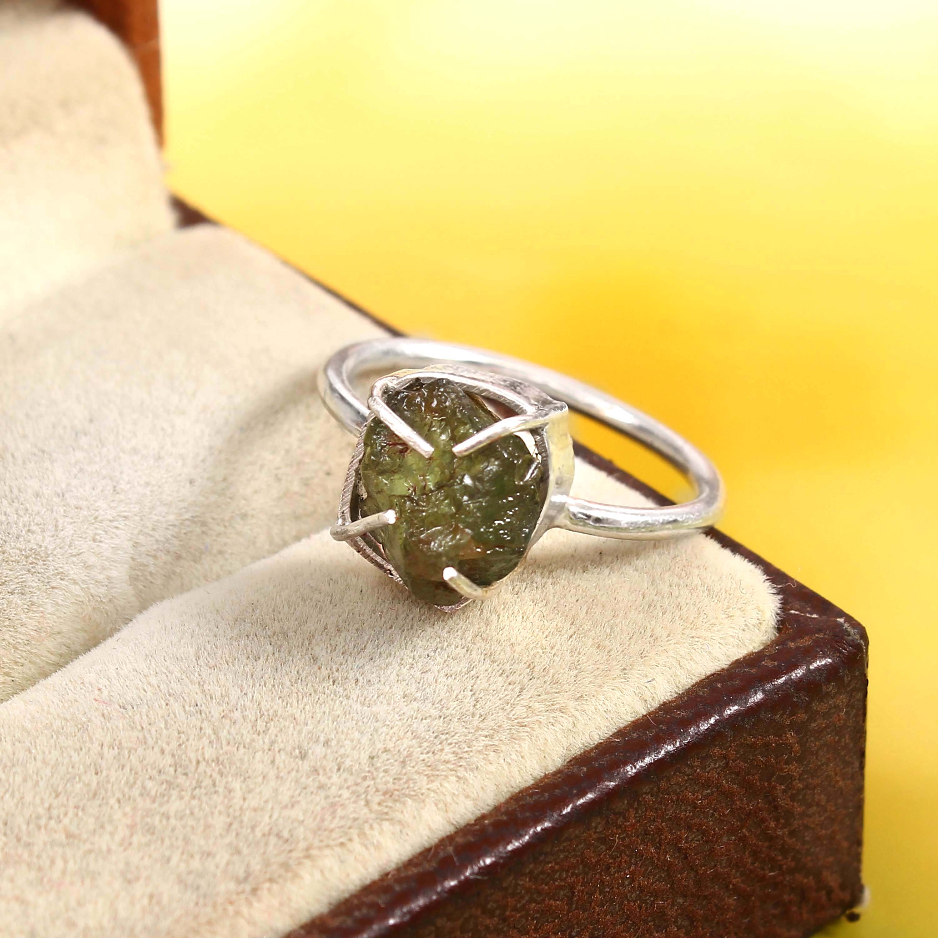 Natural Green Tourmaline Free Size Rough Gemstone Ring