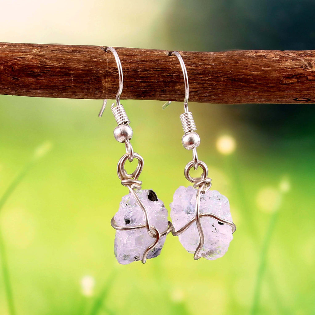 Natural Rainbow Moonstone Gemstone Earrings