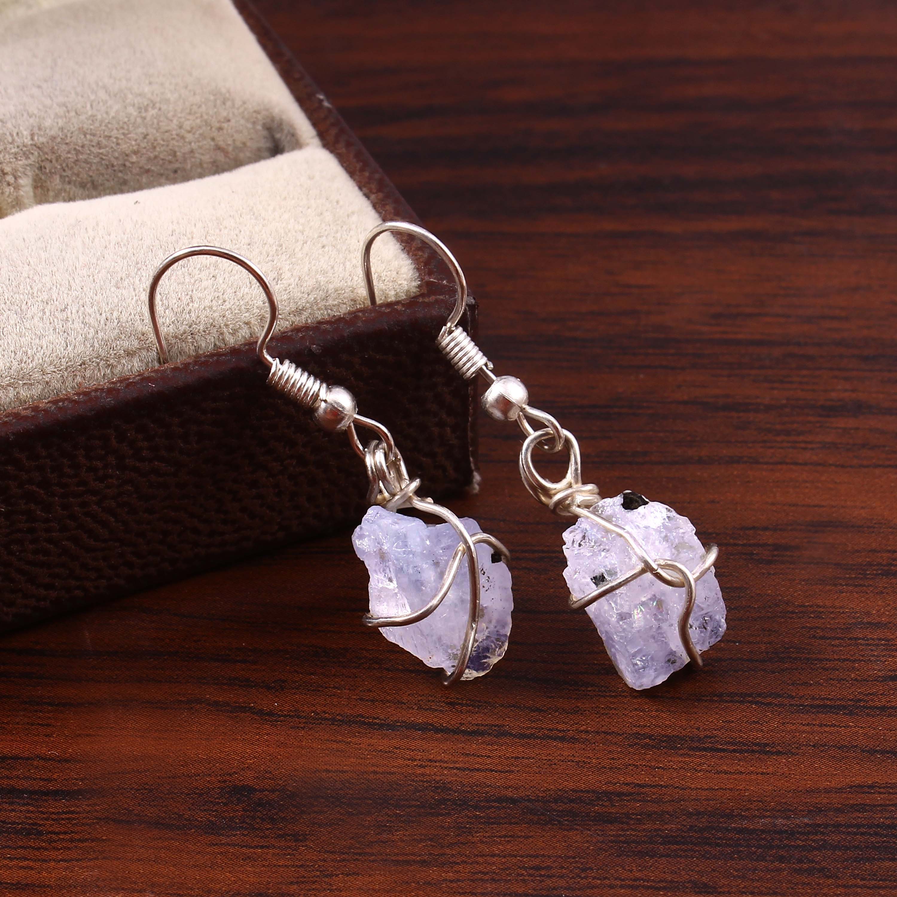 Natural Rainbow Moonstone Gemstone Earrings