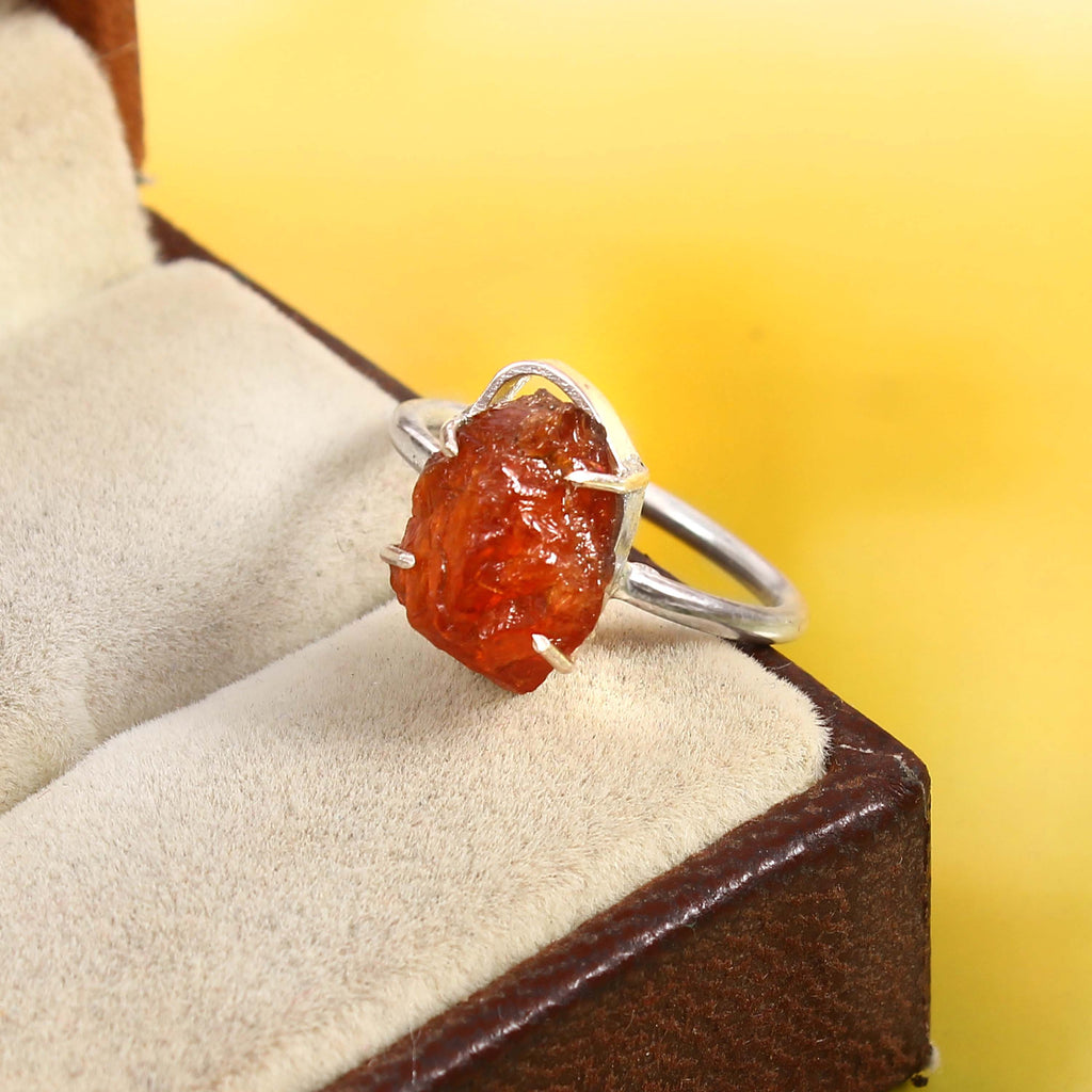 Natural Red Sunstone Free Size Rough Gemstone Ring