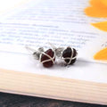 Natural Rhodolite Garnet Rough Gemstone Stud Earrings