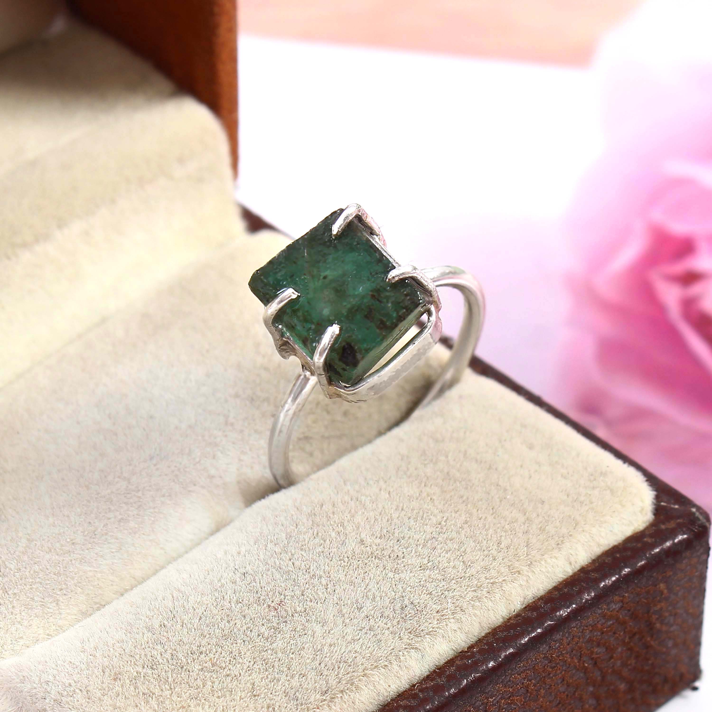 Natural Green Tourmaline Free Size Rough Gemstone Ring