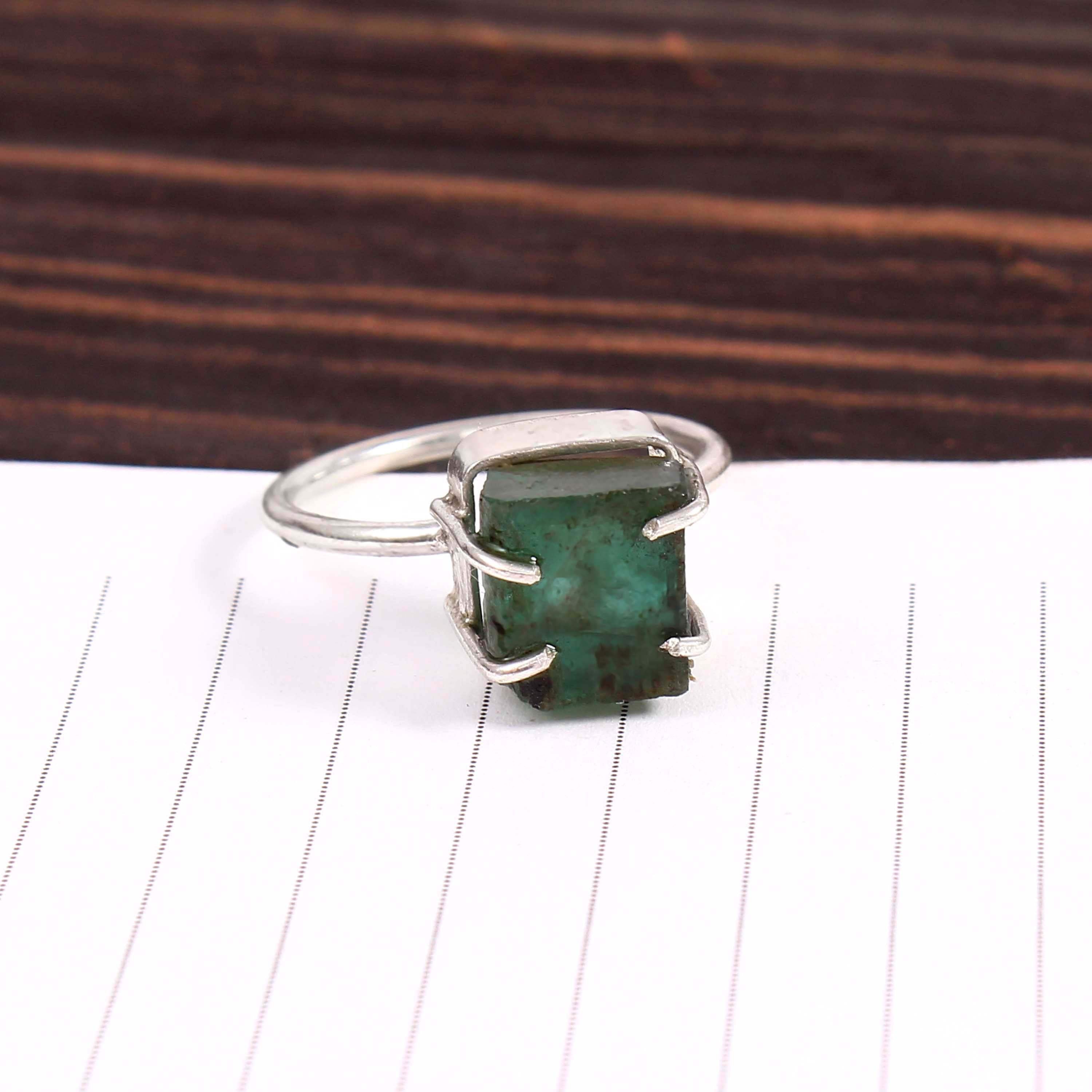 Natural Green Tourmaline Free Size Rough Gemstone Ring