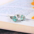 Natural Blue Aquamarine Rough Gemstone Stud Earrings