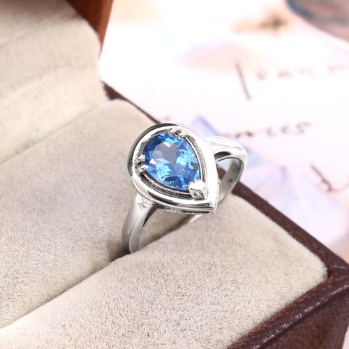 Natural Blue Topaz Prong Set Gemstone Ring