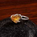 Natural Golden Citrine Free Size Rough Gemstone Ring