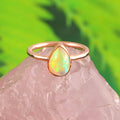 Natural Ethiopian Opal Pear Cabochons Gemstone Ring