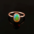 Natural Ethiopian Opal Oval Cabochons Gemstone Ring