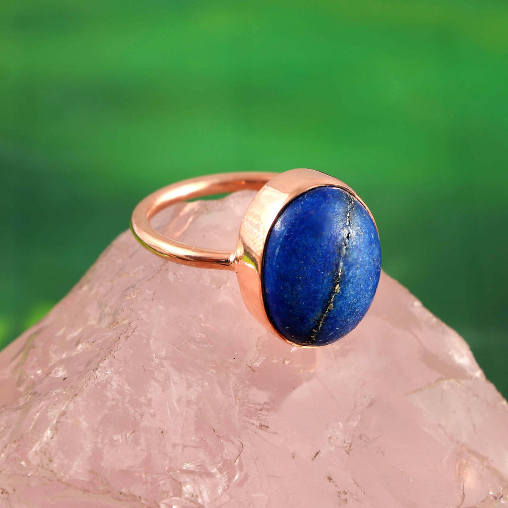 Natural Lapis Lazuli Oval Cabochons Gemstone Ring