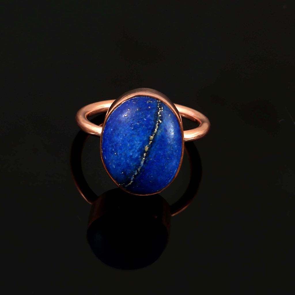 Natural Lapis Lazuli Oval Cabochons Gemstone Ring
