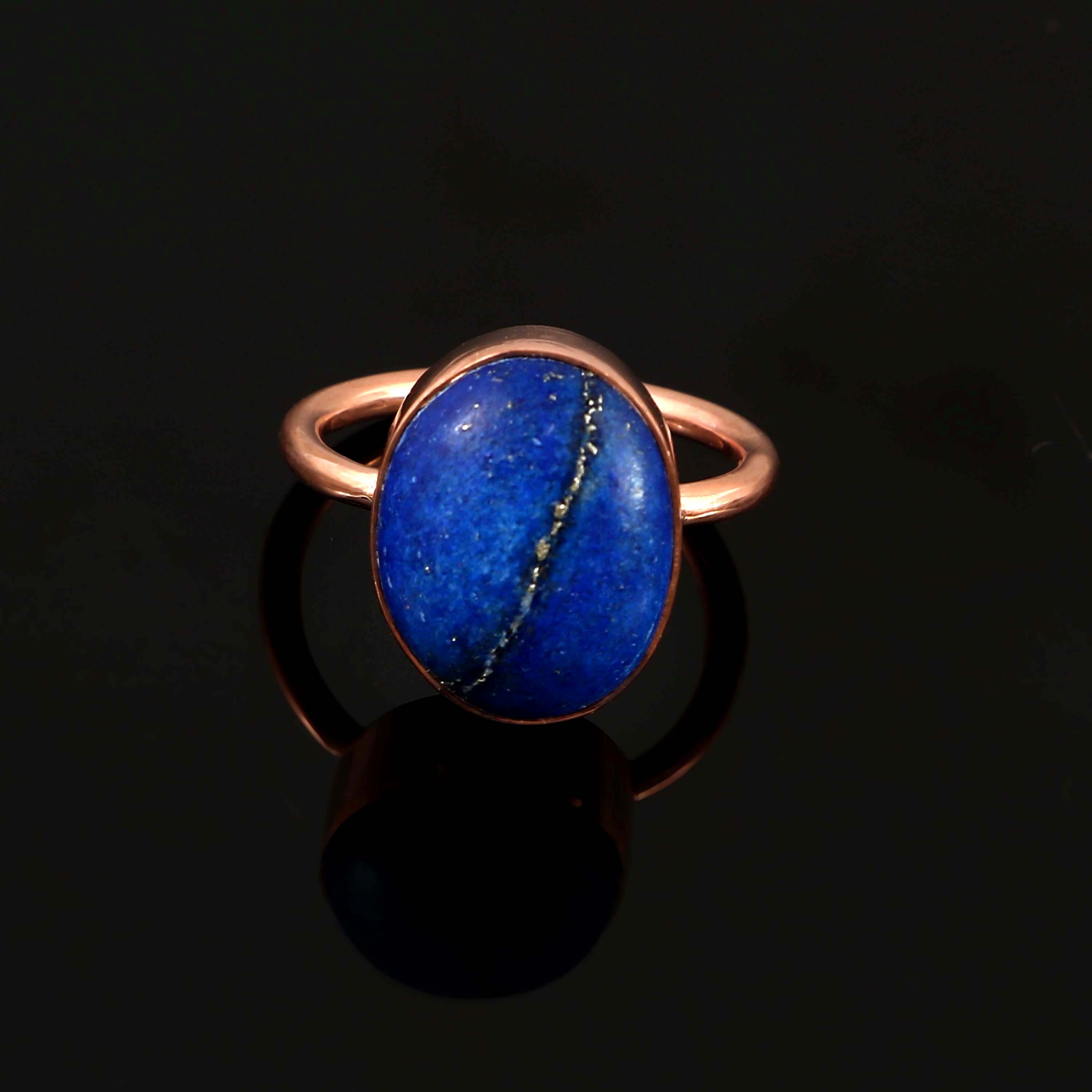Natural Lapis Lazuli Oval Cabochons Gemstone Ring