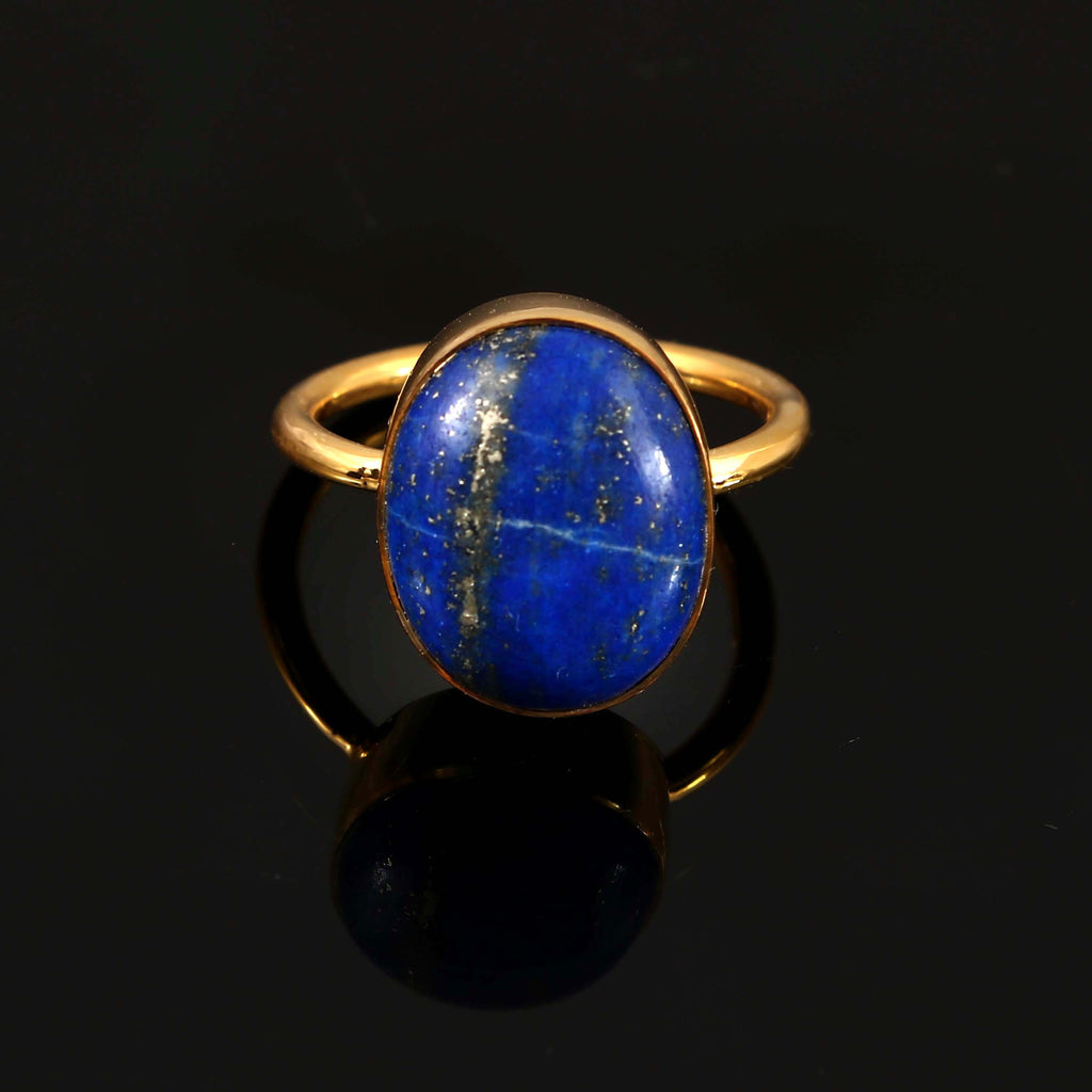 Natural Lapis Lazuli Oval Cabochons Gemstone Ring