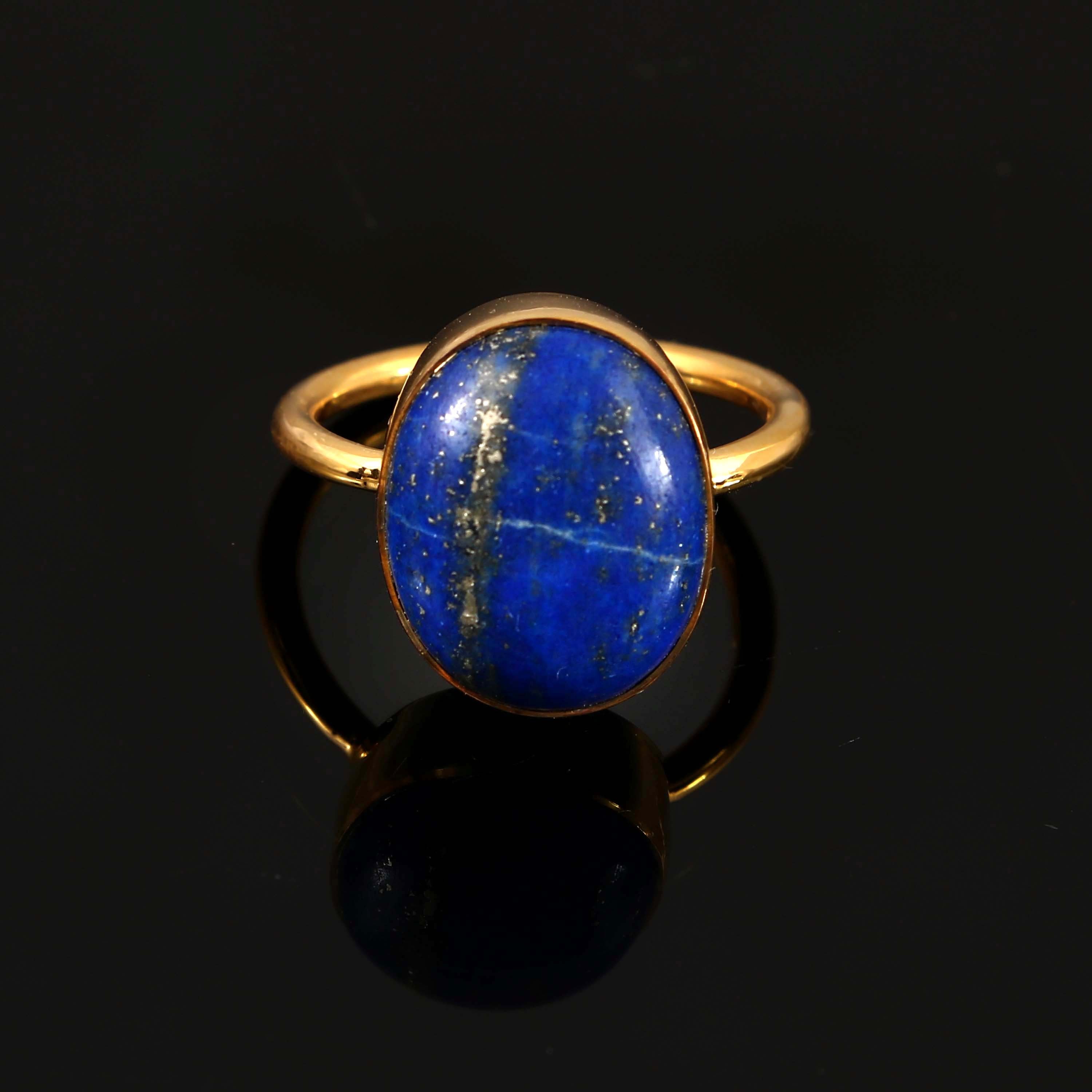 Natural Lapis Lazuli Oval Cabochons Gemstone Ring
