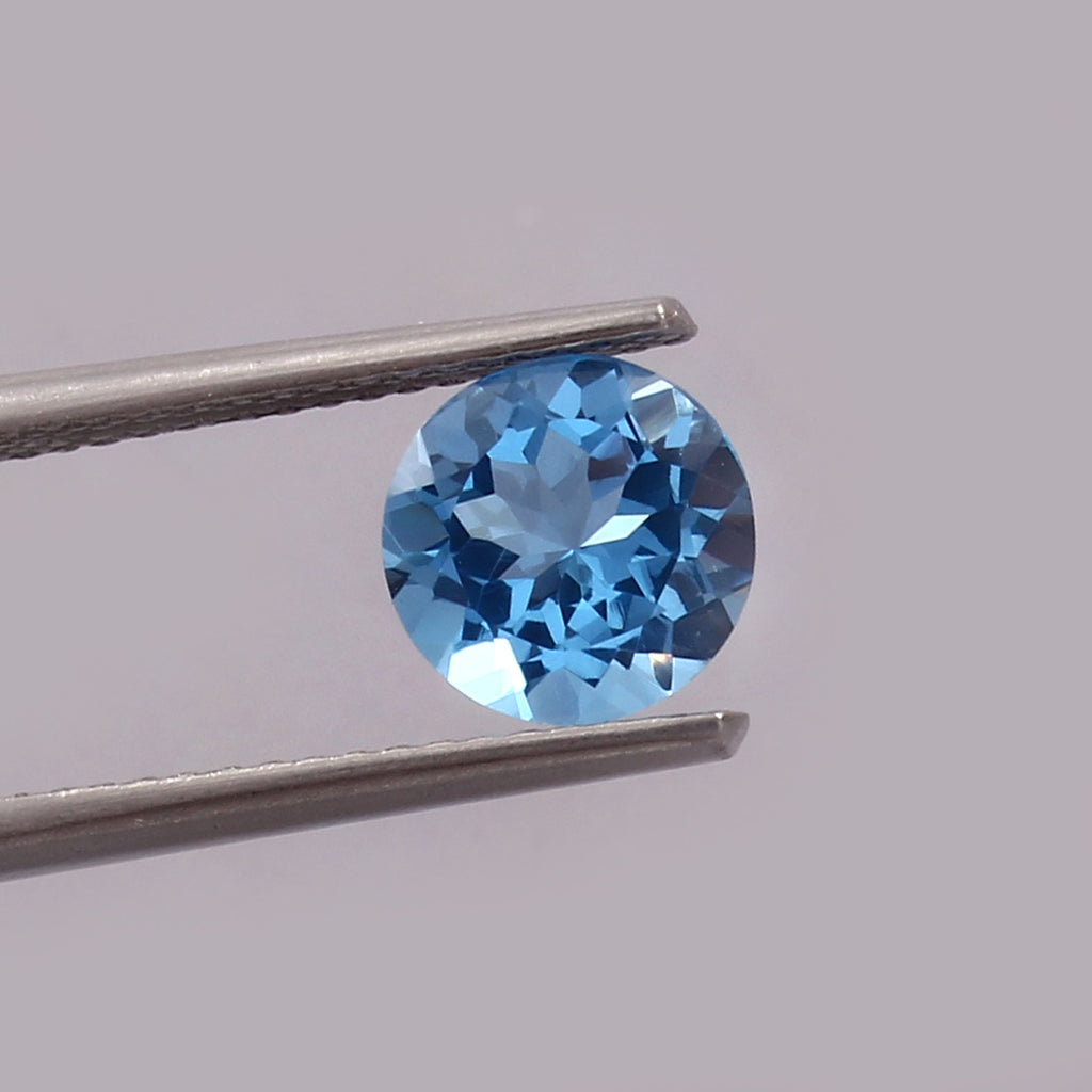 Natural Blue Topaz Round Cut Loose Gemstone