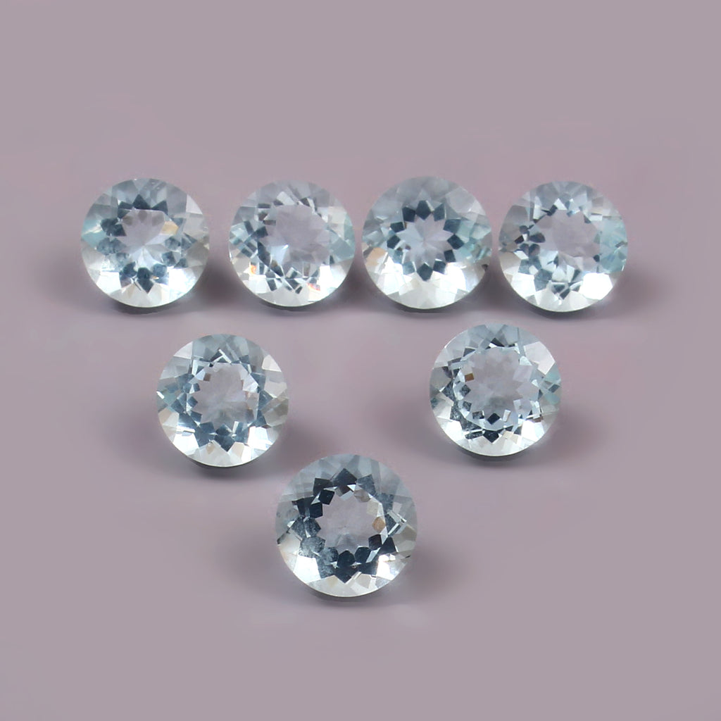 Natural Blue Aquamarine Round Cut Loose Gemstone