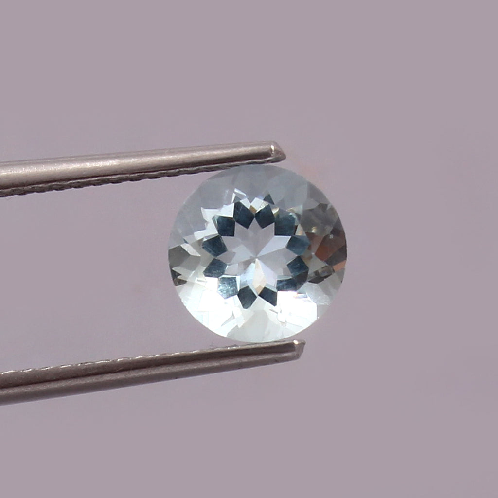 Natural Blue Aquamarine Round Cut Loose Gemstone