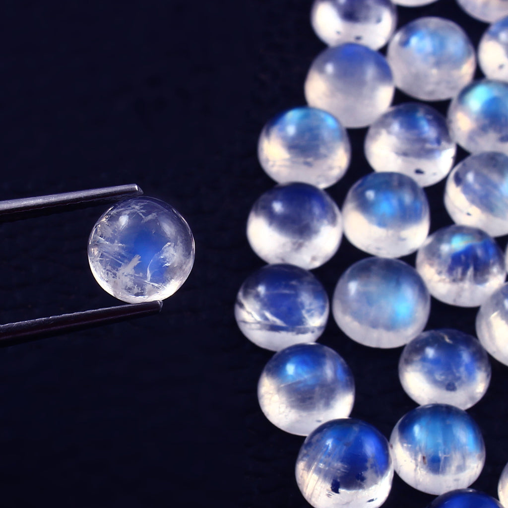 Natural Rainbow Moonstone Round Cabochon's  Loose Gemstone