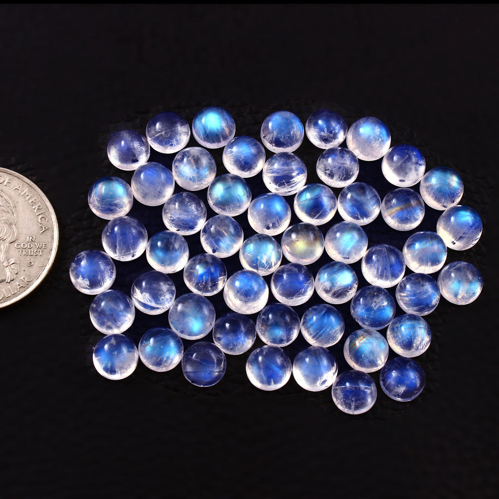Natural Rainbow Moonstone Round Cabochon's  Loose Gemstone