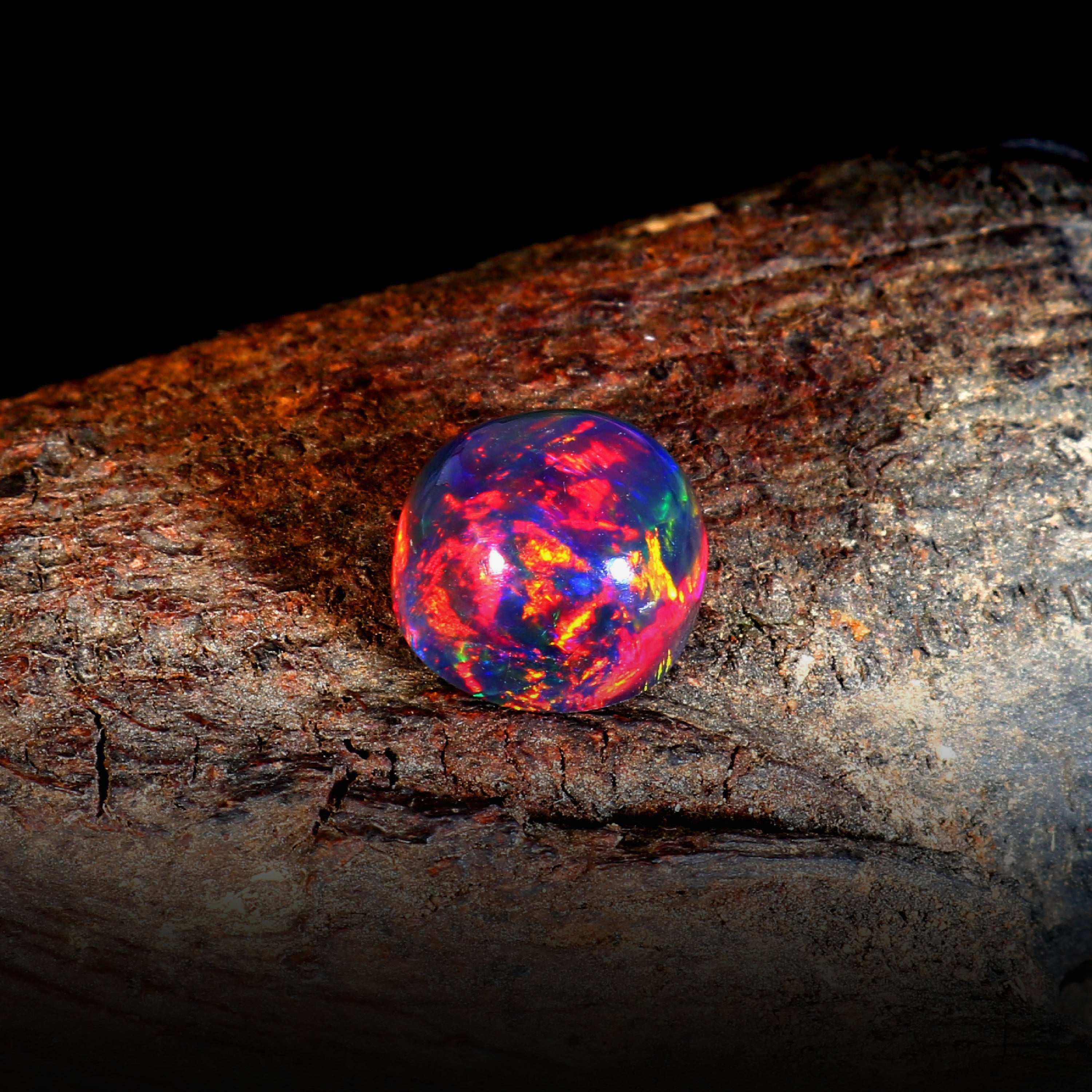Natural Ethiopian Fire Welo Opal Oval Cabochon Gemstone