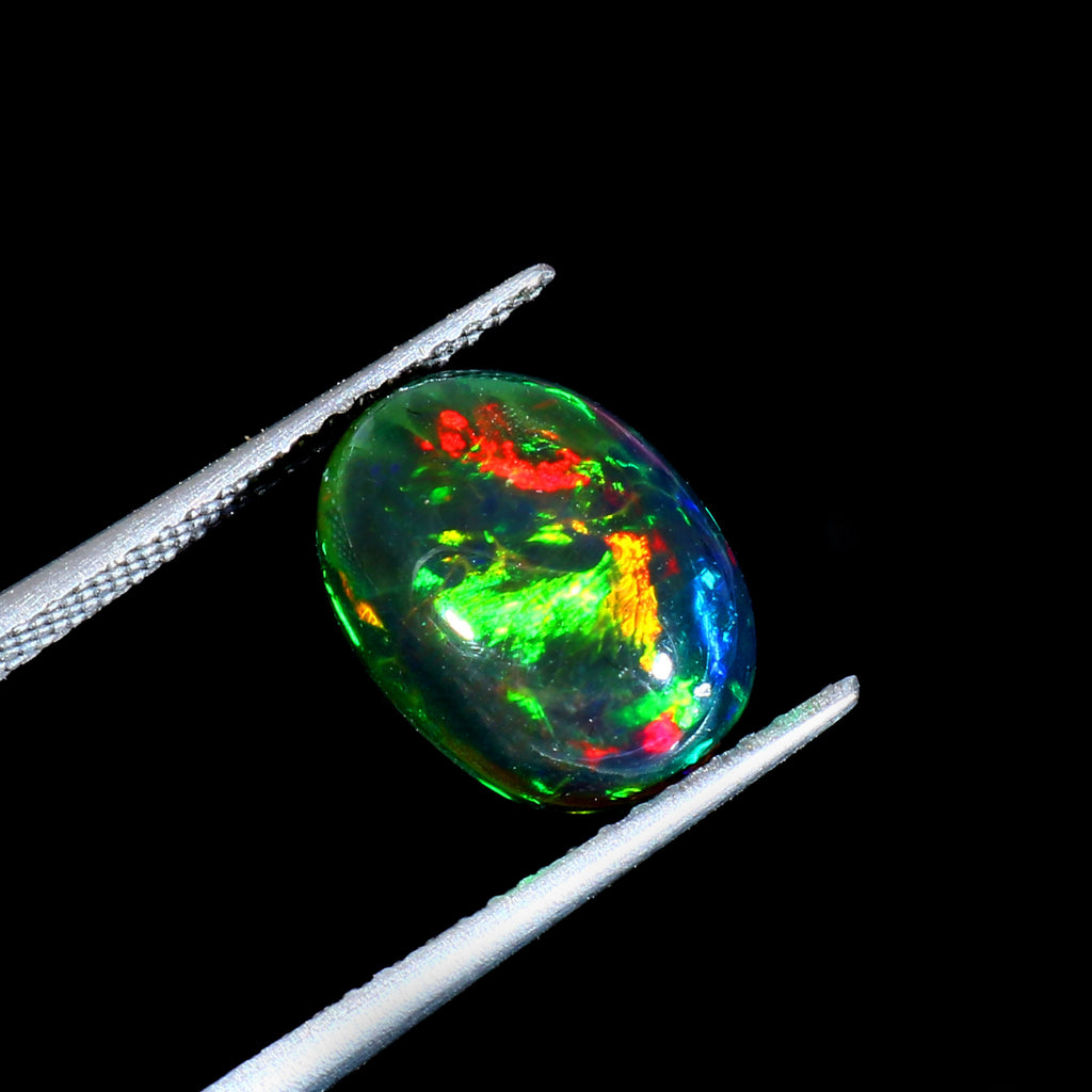 Natural Ethiopian Fire Welo Opal Round Cabochon Gemstone