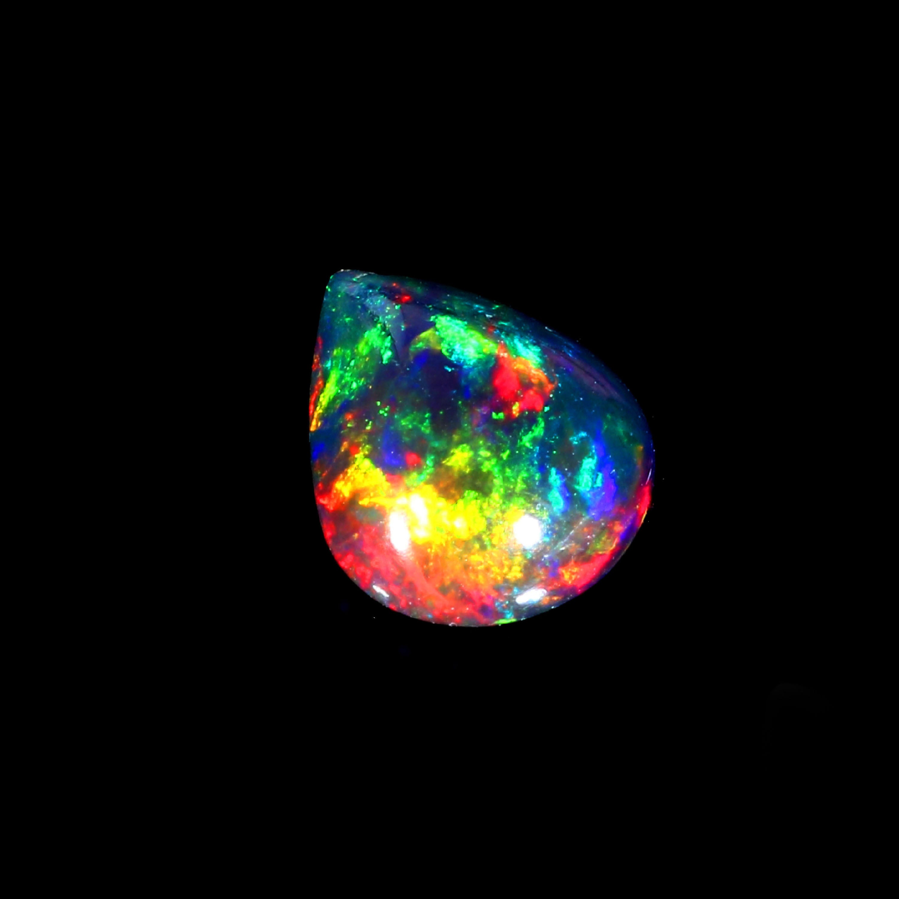 Natural Ethiopian Fire Welo Opal Pear Cabochon Gemstone