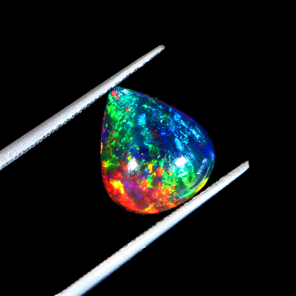 Natural Ethiopian Fire Welo Opal Pear Cabochon Gemstone