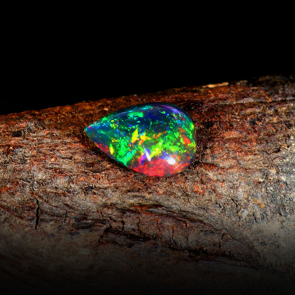 Natural Ethiopian Fire Welo Opal Pear Cabochon Gemstone