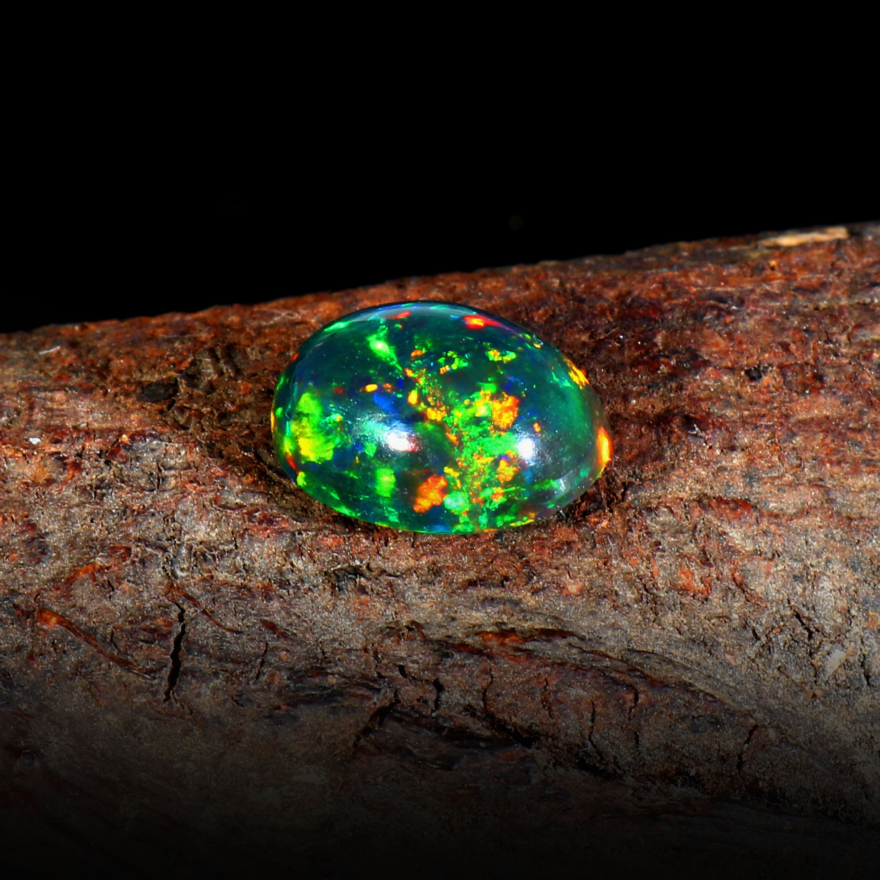 Natural Ethiopian Fire Welo Opal Oval Cabochon Gemstone