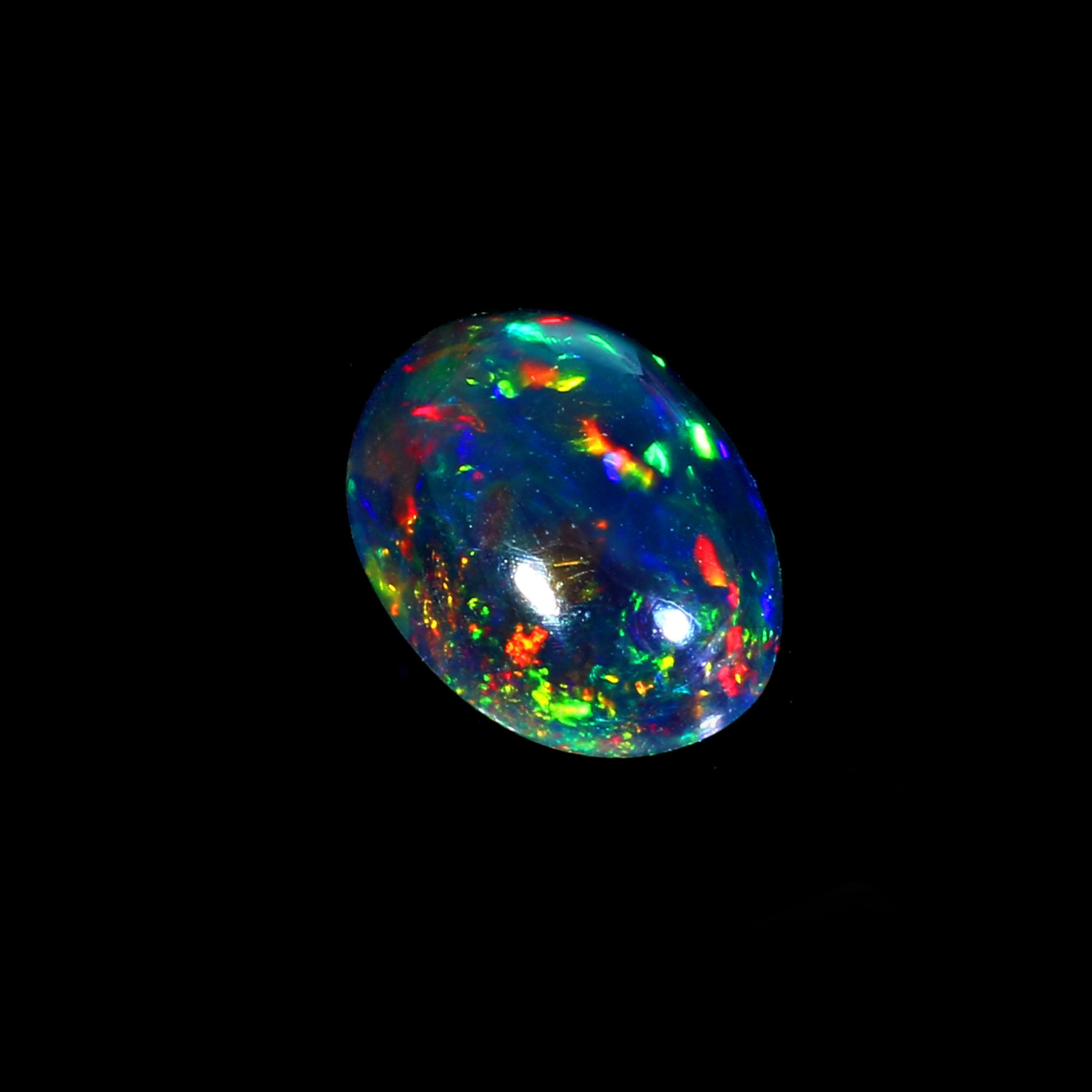 Natural Ethiopian Fire Welo Opal Round Cabochon Gemstone